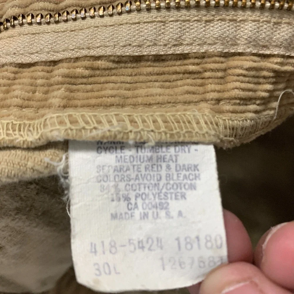 Vintage Lee Pants 30x29 Union USA Brown Corduroy Bootcut Talon 70s 80s Tag 30L
